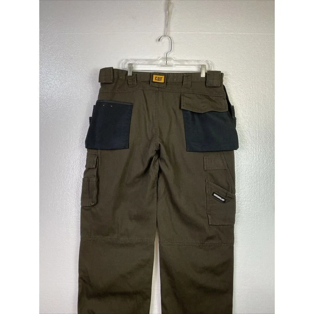 Caterpillar CAT C172 Work Pants Mens 38/34 Brown‎ Hvy Canvas Tool Gear Pockets